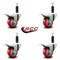 Service Caster 3'' Red Poly Swivel 1'' Expanding Stem Caster Set Total Lock Brake, 4PK SCC-EXTTL20S314-PPUB-RED-1-4 - alternate 4
